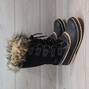 Sorel Women Tall Duck Leather Fur Boots outdoor shoes sz 10